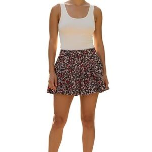 Zara Black Floral Skater Skirt